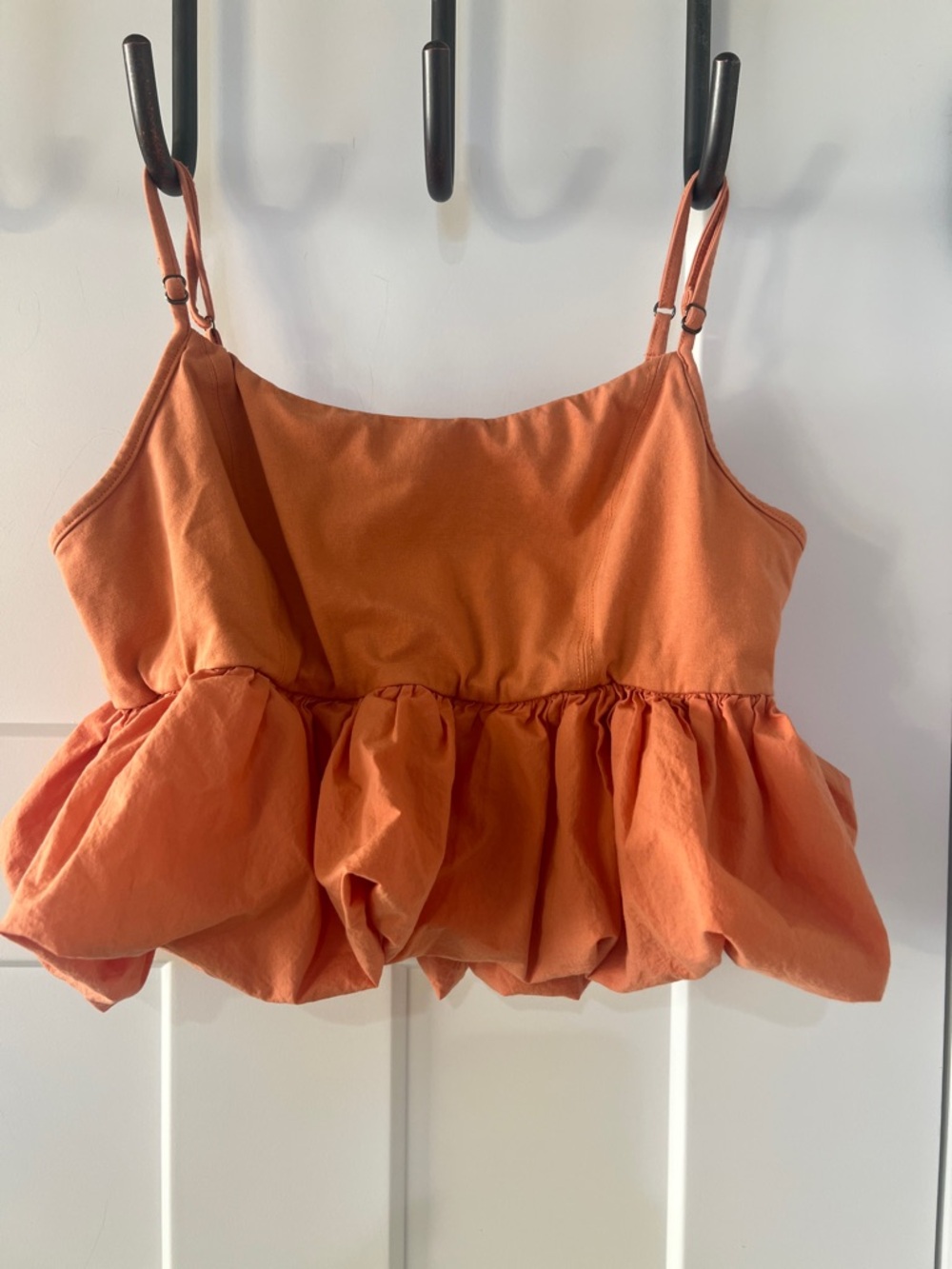 Maeve Anthropologie Orange Bubble Hem Crop Top Medium Peplum Cami